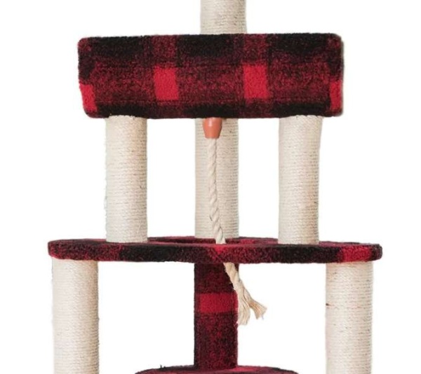 BEIGE - Armarkat Real Wood Spacious Thick Fur Cat Tower W Lounge