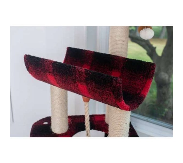 BEIGE - Armarkat Real Wood Spacious Thick Fur Cat Tower W Lounge