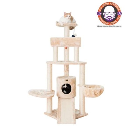 RED - Armarkat Real Wood Spacious Thick Fur Cat Tower W Lounge