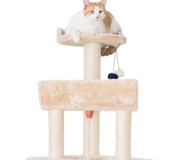 RED - Armarkat Real Wood Spacious Thick Fur Cat Tower W Lounge