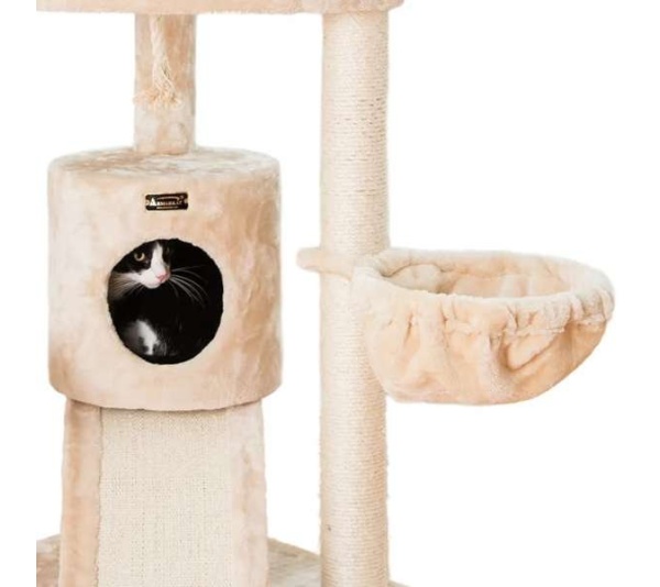 RED - Armarkat Real Wood Spacious Thick Fur Cat Tower W Lounge