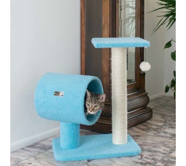 Armarkat Sky Blue 25" Cat Tree, Real Wood Scratcher for Cats