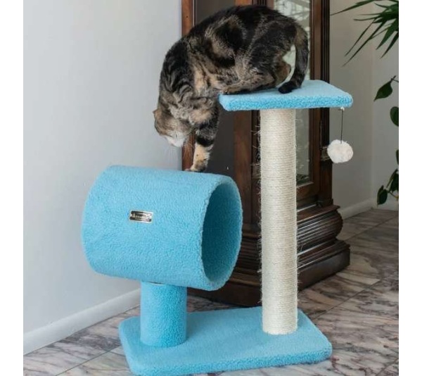 Armarkat Sky Blue 25" Cat Tree, Real Wood Scratcher for Cats