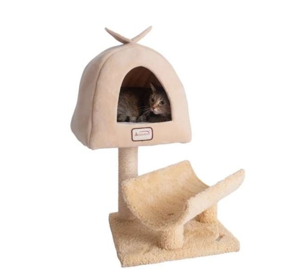 Armarkat X3007 Cat Condo, Real Wood Cat Scratching Post
