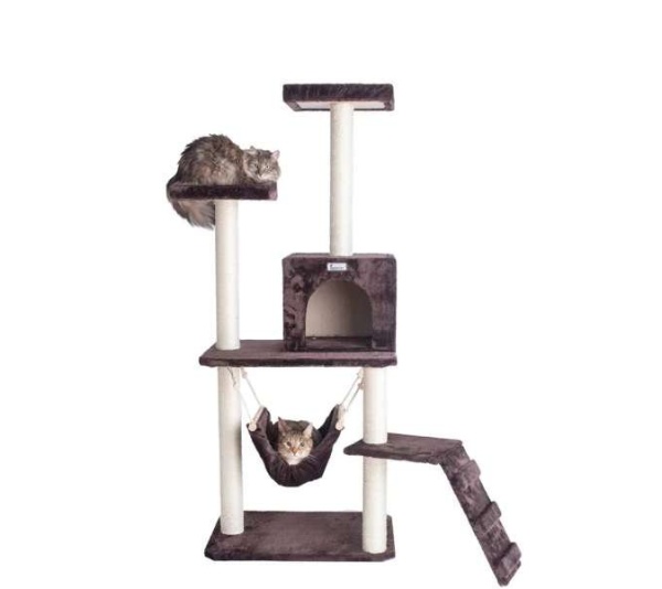 GleePet 57-Inch Cat Tree Real Wood Climber  With Four Levels