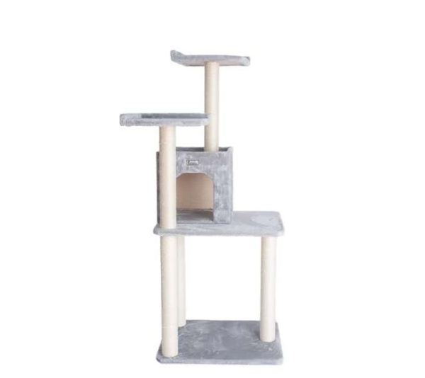 GleePet 57-Inch Cat Tree Two-Door Real Wood Condo Gray