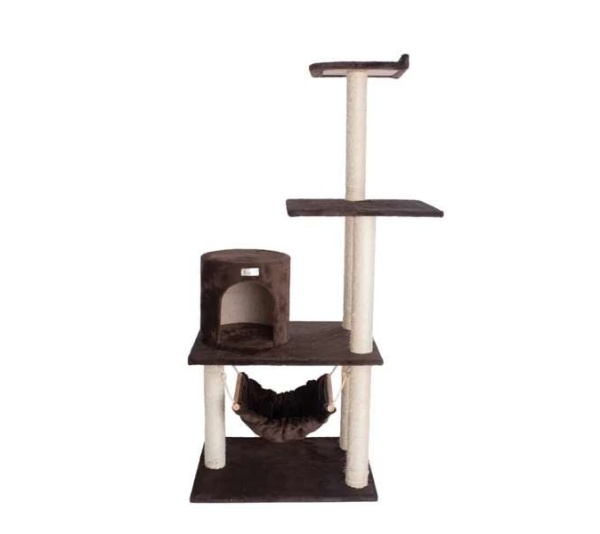 GleePet 59-Inch Brown Cat Tree Real Wood Cat Hammock
