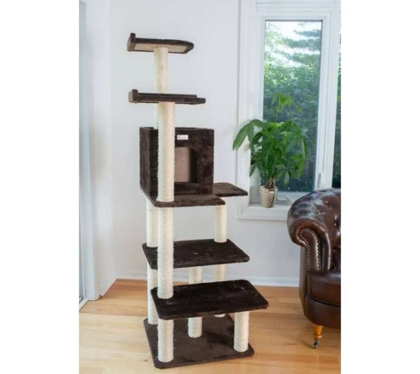 GleePet 66-Inch Cat Tree Real Wood Cat Climber W 4 Levels