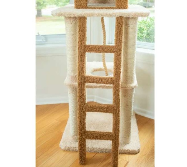 Real Wood  Multi-Level Cat Tower X8303 Cat Tree In Beige