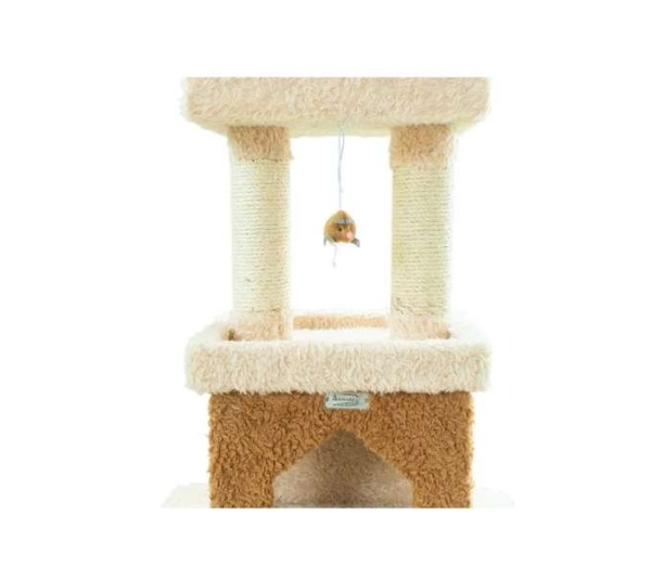 Real Wood  Multi-Level Cat Tower X8303 Cat Tree In Beige