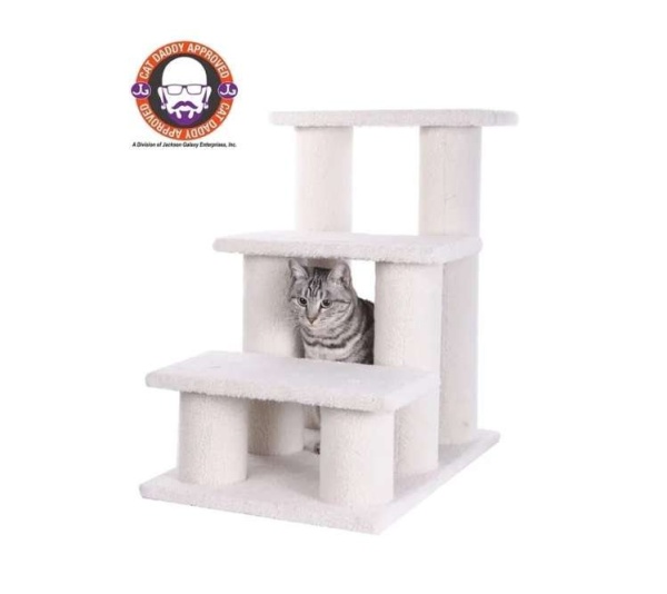 Real Wood 3 Step Cat Step Stairs Ramp,  25" Dogs Climber