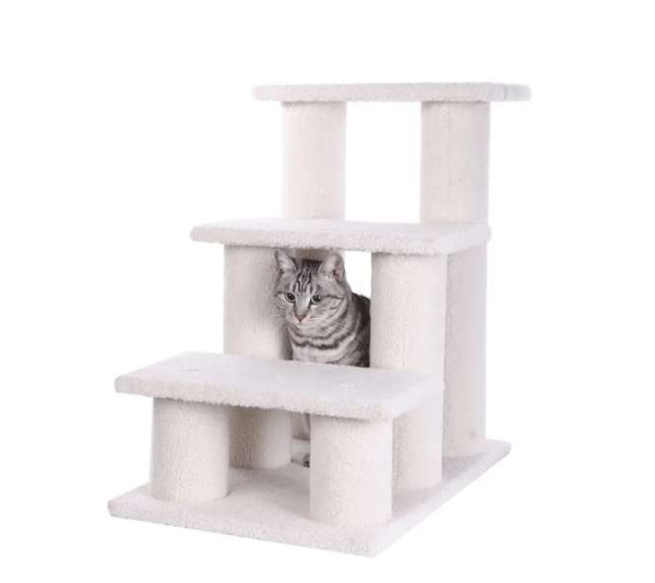 Real Wood 3 Step Cat Step Stairs Ramp,  25" Dogs Climber