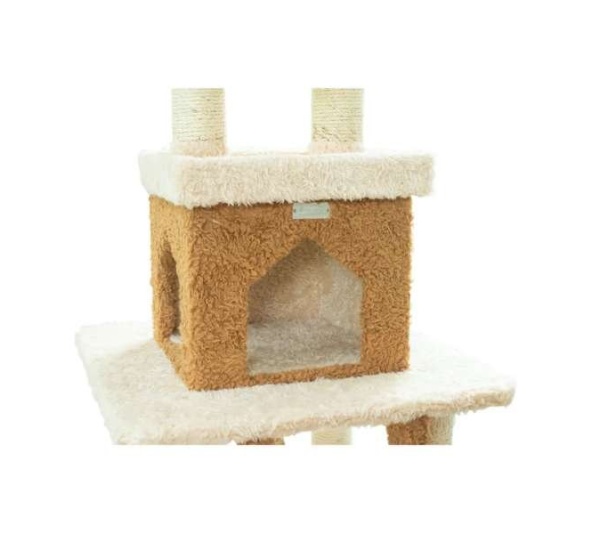 Real Wood  Multi-Level Cat Tower X8303 Cat Tree In Beige