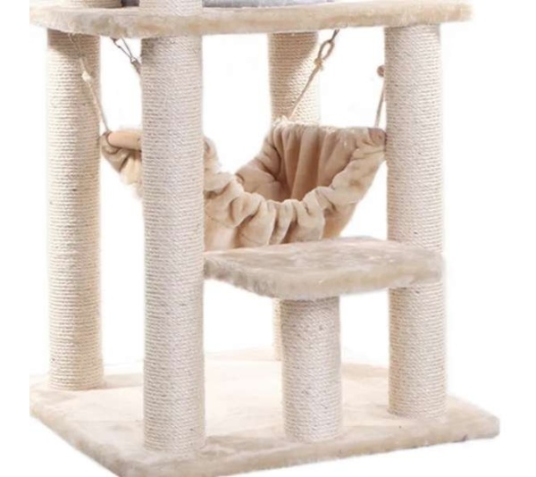 Real Wood 65" Cat Tree With Hammock, Playhouse A6501