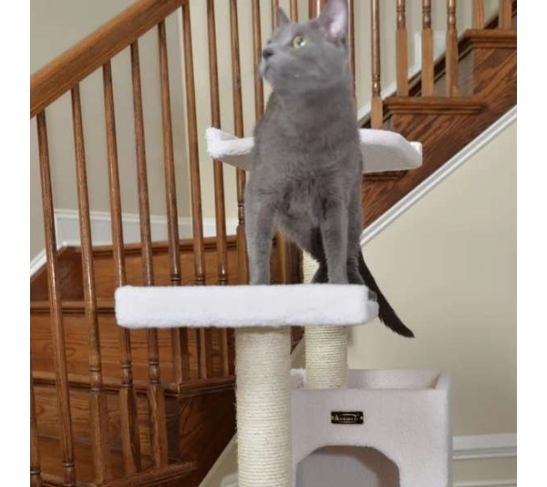 Real Wood B6802 Classic Cat Tree In Ivory 6 Levels Condo