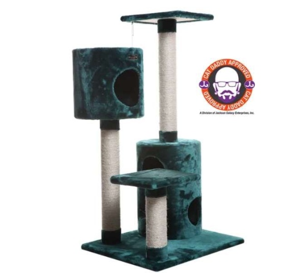 Real Woood Cat Tree House W 2 Private Condos 43" Green