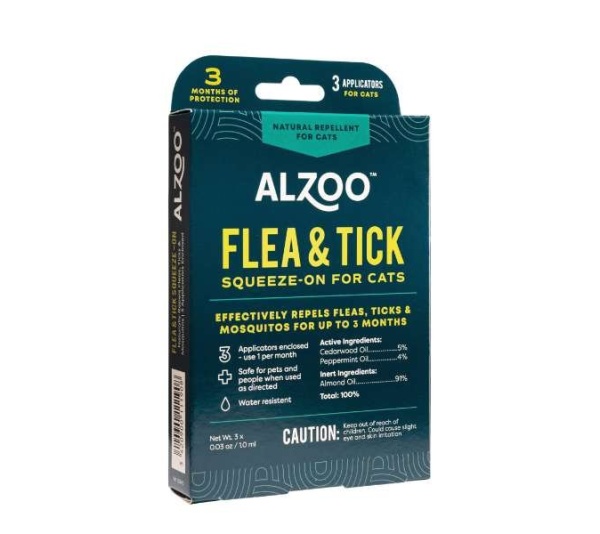 ALZOO Plant-Based Flea & Tick Repellent Squeeze-On Cat