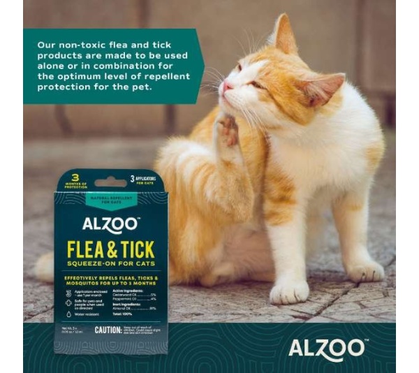 ALZOO Plant-Based Flea & Tick Repellent Squeeze-On Cat