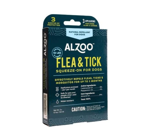 ALZOO Plant-Based Flea & Tick Repellent Squeeze-On Dog