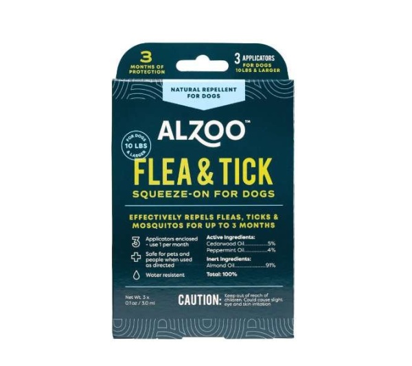 ALZOO Plant-Based Flea & Tick Repellent Squeeze-On Dog