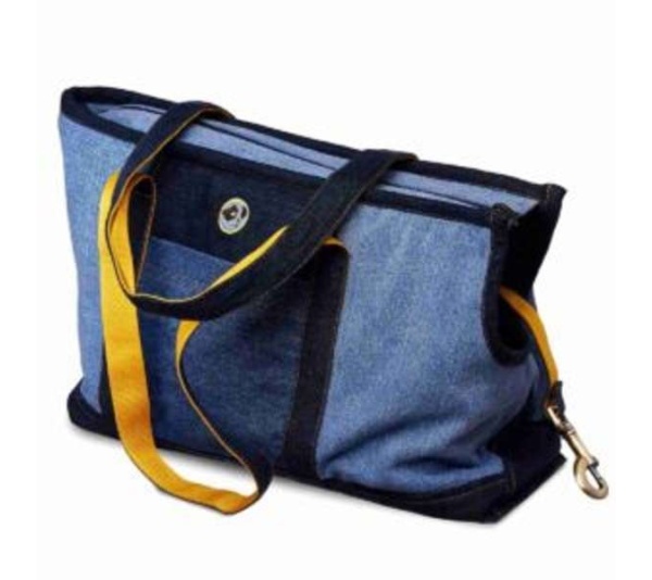 Indigo - Patched Denim Dog Carrier - One Size
