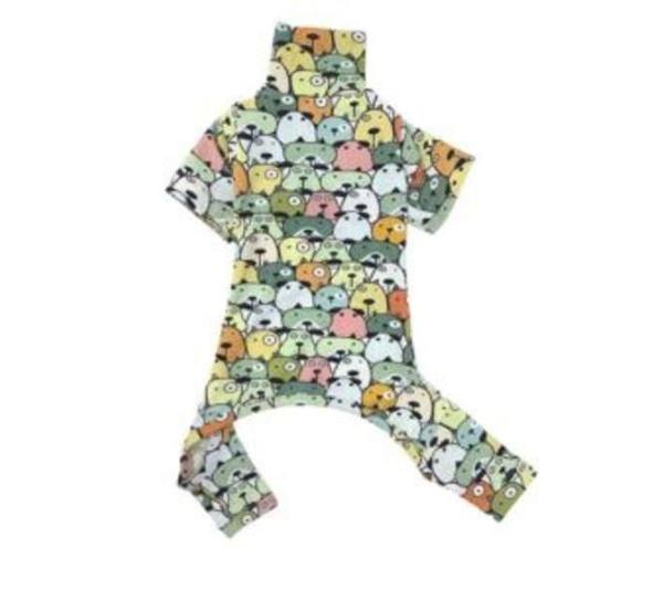 Light Green - Cartoon Dog Faces PJ - X-Large