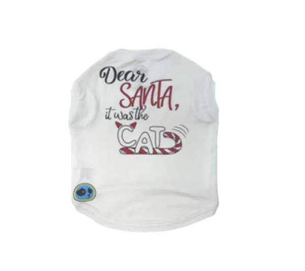 White - Dear Santa/Cat Tee - X-Large