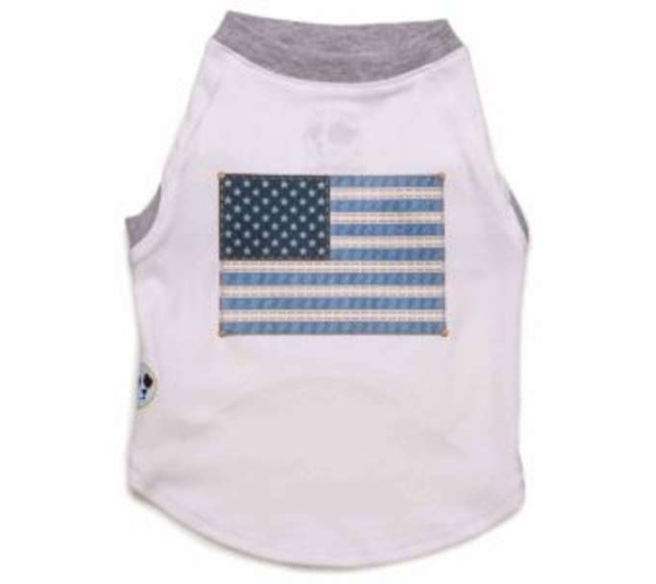 White - Denim Inspired American Flag Tee - X-Small