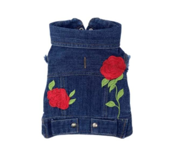 Indigo - Rose Embroidered Vest - Medium