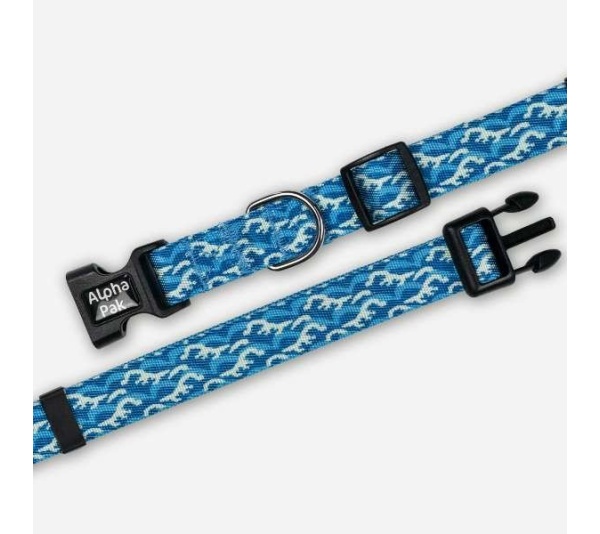 Tidal Pattern Dog Collar - Large 1in wide by 14