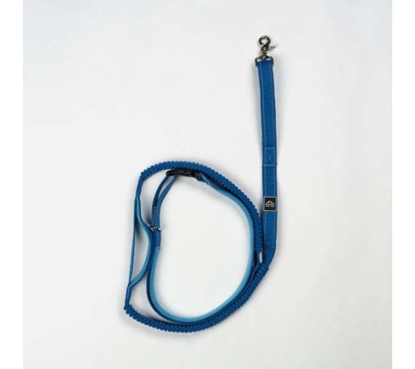 Cascades Metallic Blue Stretchable Runner Dog Leash - 6 to 10 feet when stretched.