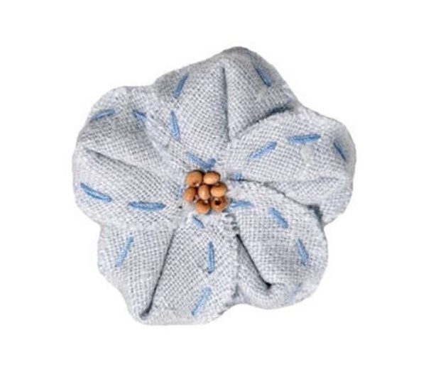 FL2003 | Linen Flower Dog | Cat | Pet Bow on Velcro Fastener|Pets Ribbons - White