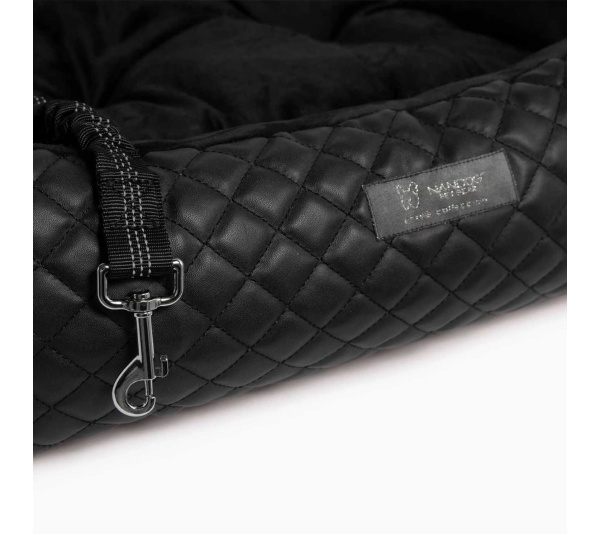 NANDOG Large Black Vegan Leather Car Seat