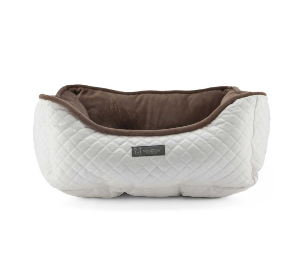 WHITE & BROWN - NANDOG Prive Collection Quilted Vegan Leather