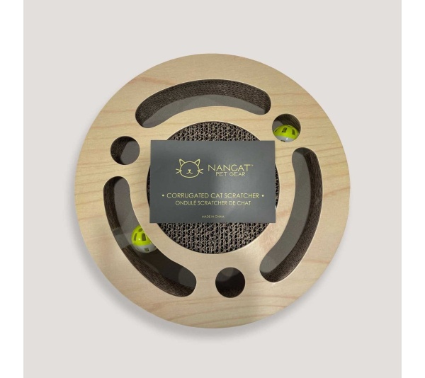 NANDOG Round Shape Open Play Set Wood Cat Scratcher