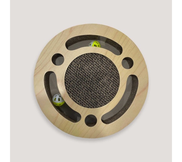 NANDOG Round Shape Open Play Set Wood Cat Scratcher