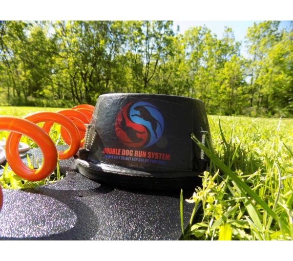 Double Dog Run Tangle-free Two Dog Tie Out Stake - Medium Dog Tie Out Stake - 700lbs