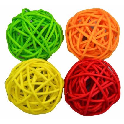 Amazing Pet Products Woven Rattan Balls Cat Toys 4pk
