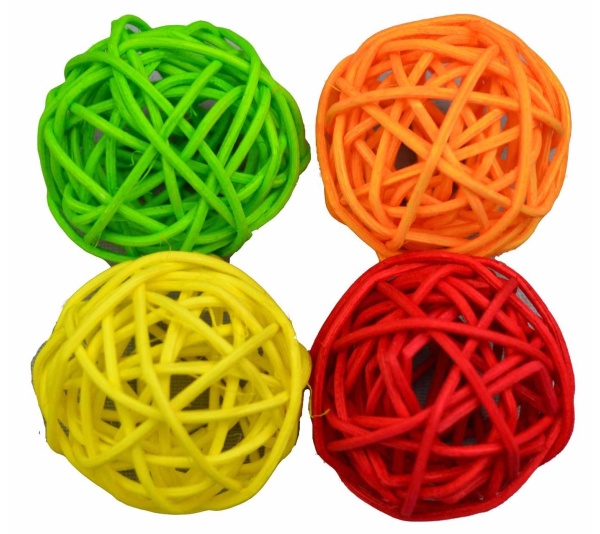 Amazing Pet Products Woven Rattan Balls Cat Toys 4pk