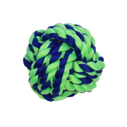 Blue / Green - Amazing Pet Products Rope Ball  - 4"