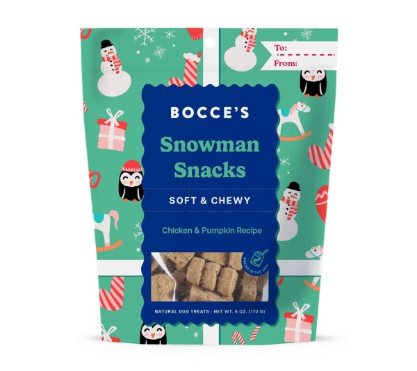 Bocce's Bakery Snowman Snacks Soft & Chewy Dog Treats
