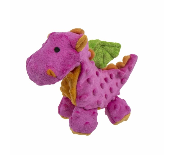 Pink - goDog Dragons Squeaky Plush Dog Toy - Small