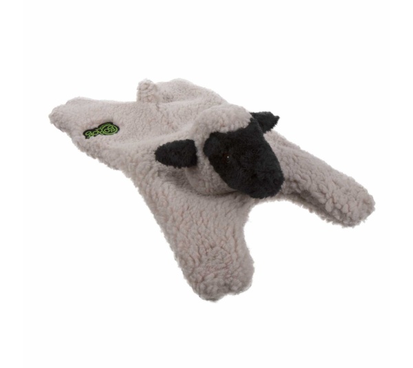 goDog Barnyard Buddies Lamb Squeaky Plush Flattie Dog Toy  - Large