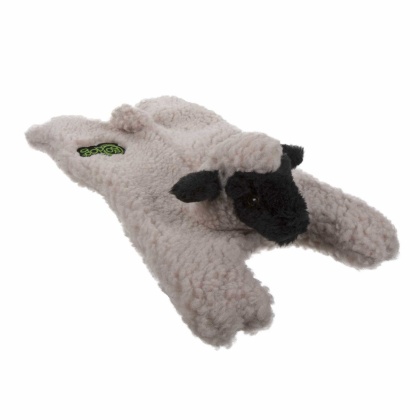 goDog Barnyard Buddies Lamb Squeaky Plush Flattie Dog Toy  - Small/Medium