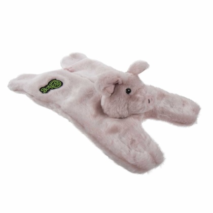 goDog Barnyard Buddies Pig Squeaky Plush Flattie Dog Toy  - Small/Medium