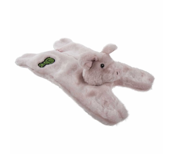 goDog Barnyard Buddies Pig Squeaky Plush Flattie Dog Toy  - Small/Medium