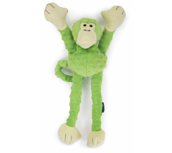 goDog Crazy Tugs Monkeys Squeaky Plush Dog Toy Large
