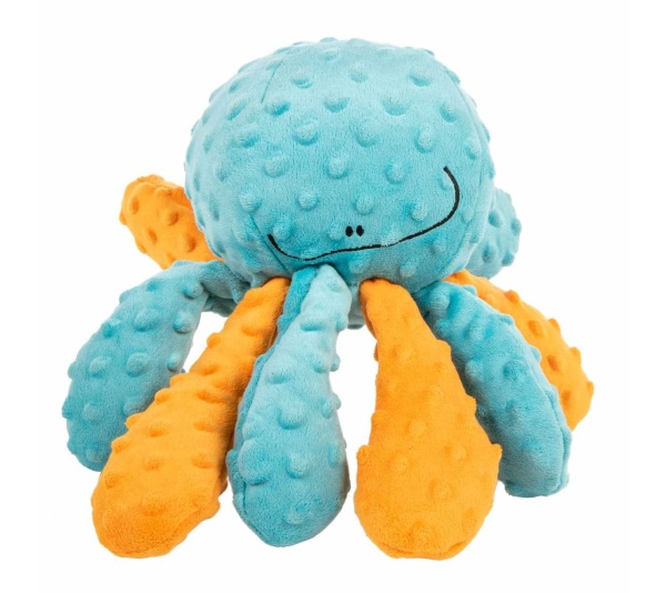 goDog Crazy Tugs Octopus Squeaky Plush Dog Toy Large