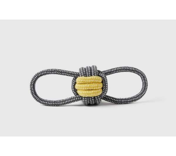 Black and Yellow - Jax & Bones Double Loop Celtic Knot Rope Dog Toy  - 3"