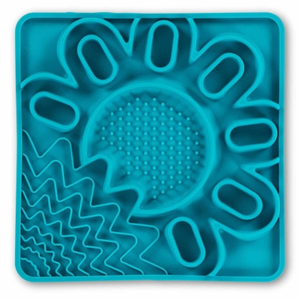 Blue - Messy Mutts Framed Spill Resistant Silicone Interactive Multi-Surface Lick Mat  - 10" x 10"